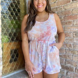 Pink Lily Tie Dye Romper